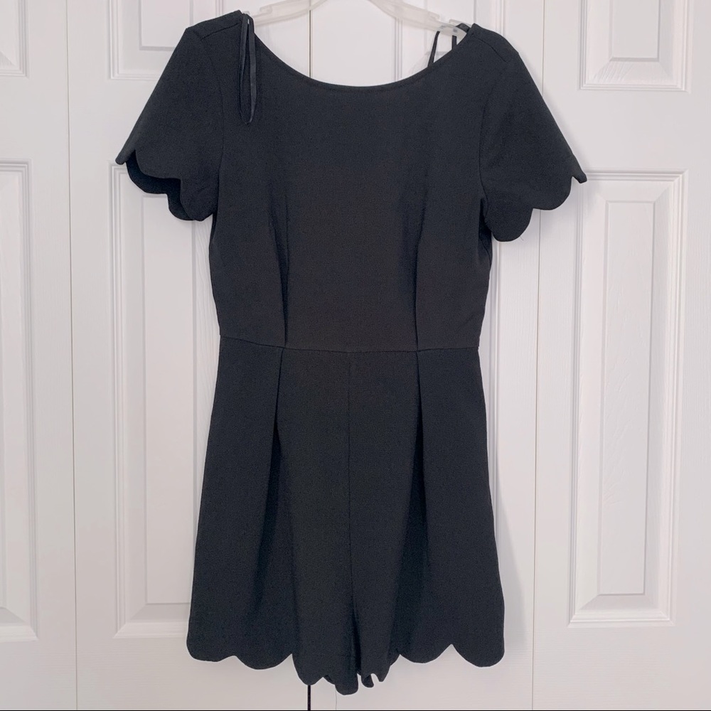 Black Scalloped Edged Romper